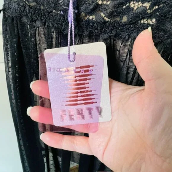 Savage X Fenty NWT Black Lace Trim Sheer Babydoll Nightie 1X New - Picture 6 of 9